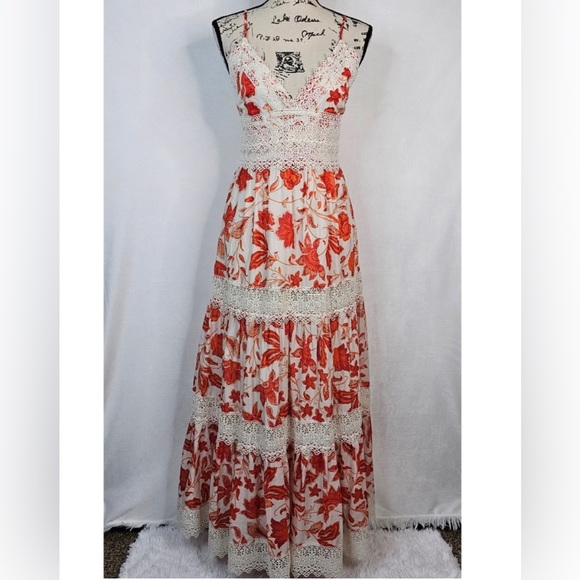 Antonio Melani Embroidered Floral Maxi Dress Sz 12 - Picture 2 of 13